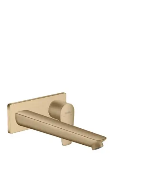 Wandmontierter Einhebel-Waschtischmischer in gebürstetem Bronze-Finish von Hansgrohe mit schlankem Auslauf.